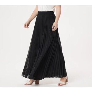 Laurie Felt Pleated Pull On Skirt Size XL Pleated Elastic Waist Black Party NEW